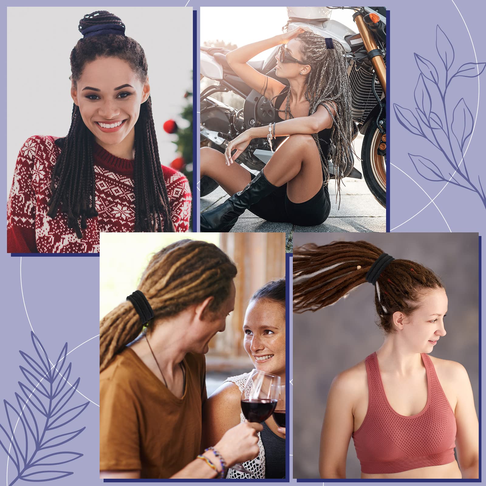 Hanaive hair tie beside measuring tape showing 25-inch length for large ponytails