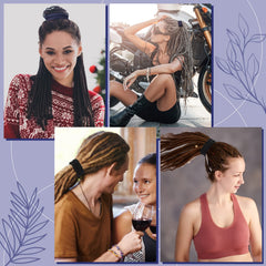 Hanaive hair tie beside measuring tape showing 25-inch length for large ponytails