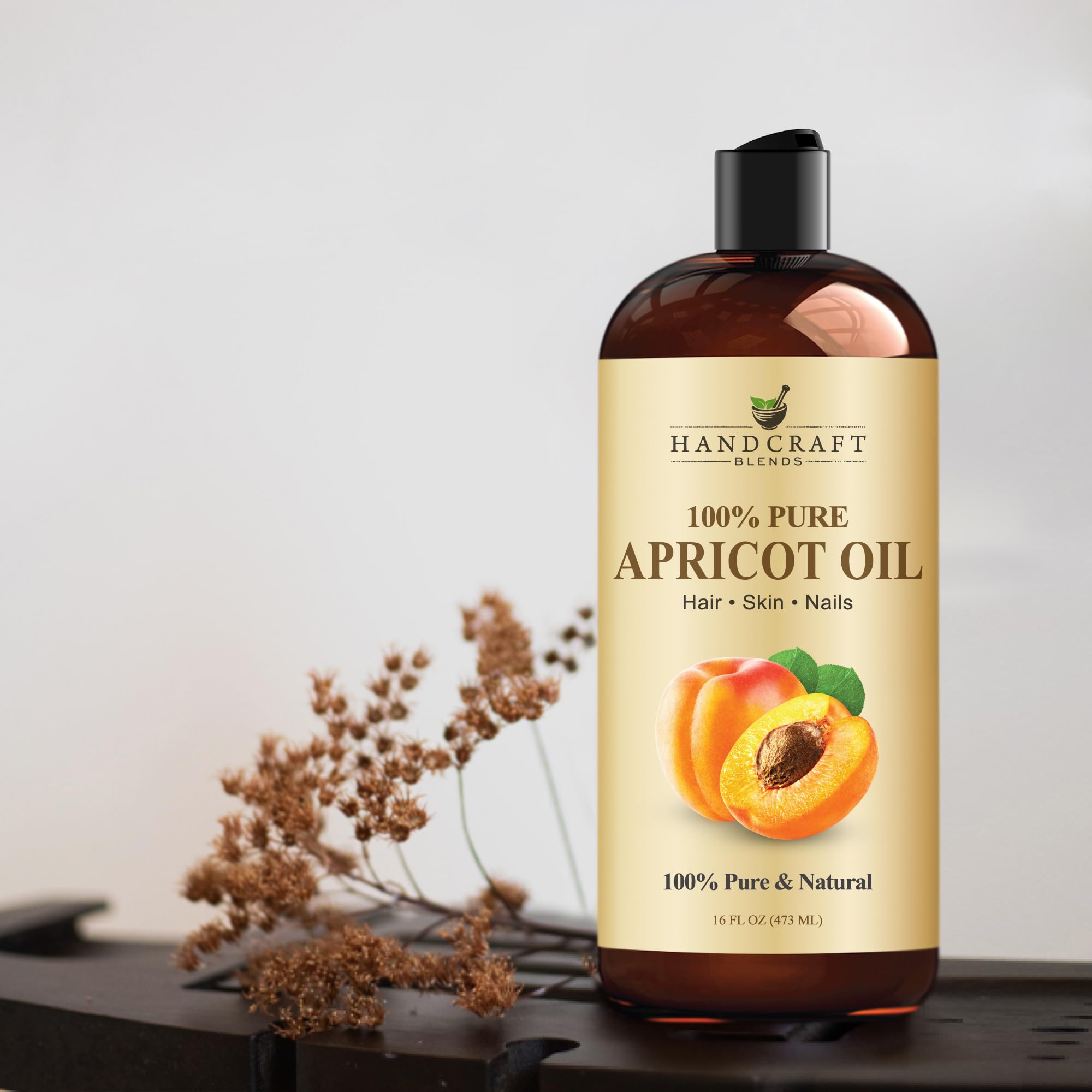 Handcraft Blends apricot oil on skin close-up showing quick absorption and hydrated appearance benefit