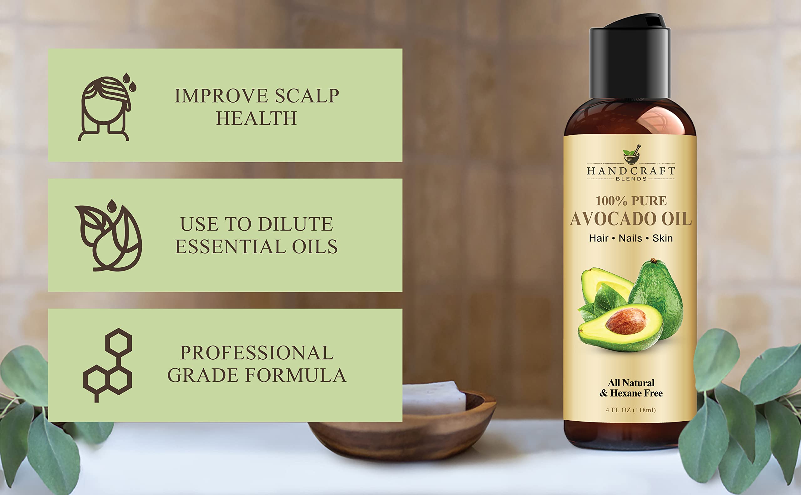 Handcraft Blends used in hair application to add shine and improved manageability