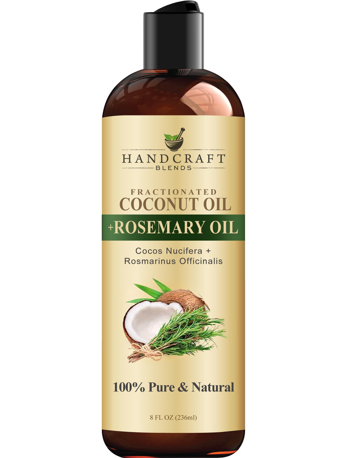 Handcraft Blends bottle front view showing label and rosemary infusion benefit