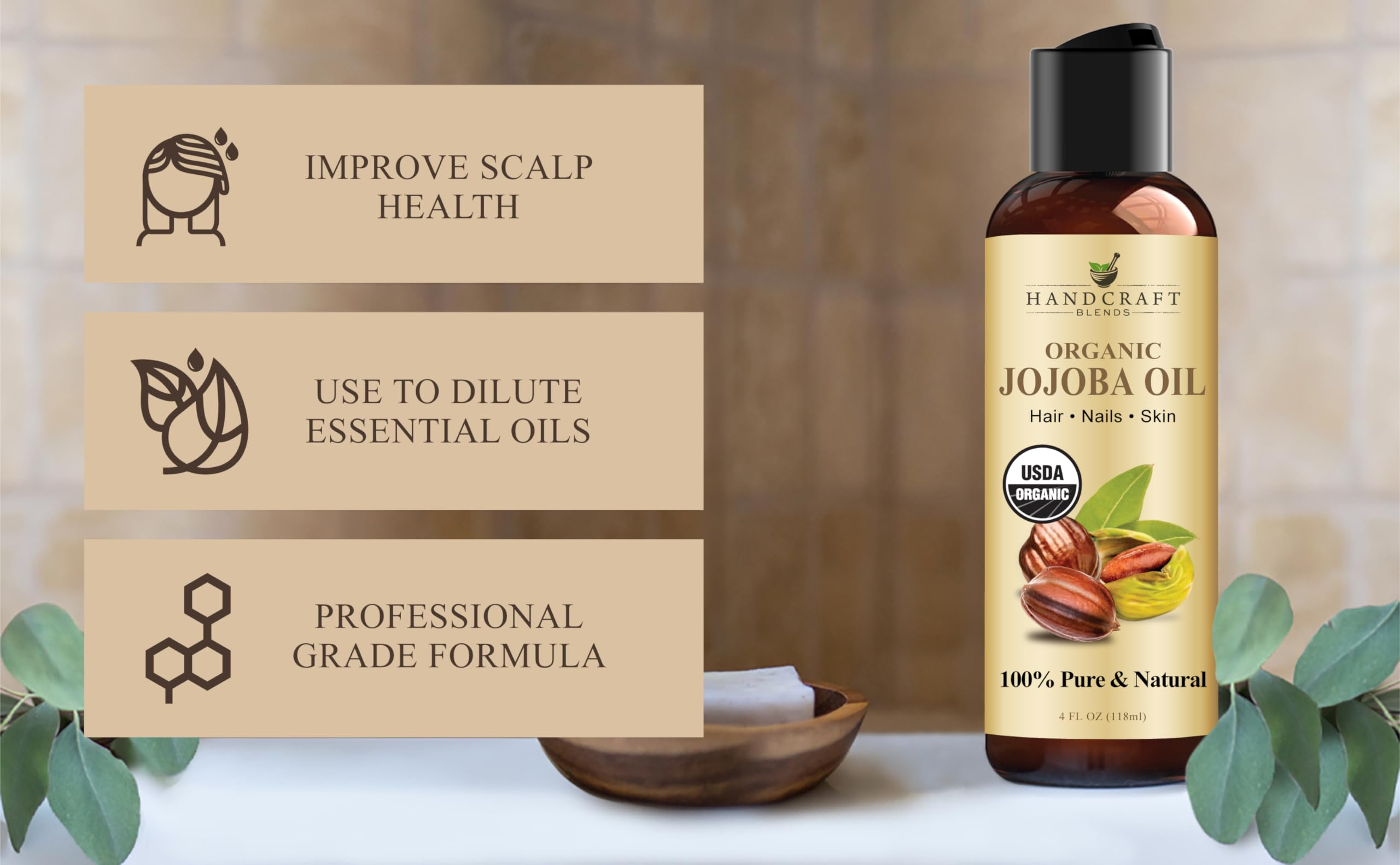 Handcraft Blends close-up drop of jojoba oil emphasizing light texture and fast absorption
