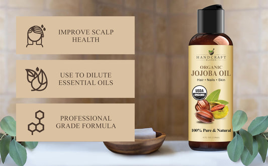 Handcraft Blends close-up drop of jojoba oil emphasizing light texture and fast absorption