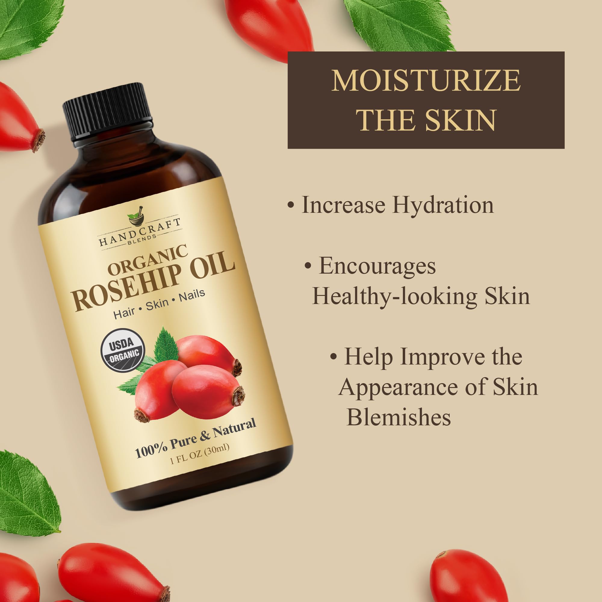Handcraft Blends rosehip oil texture on skin showing quick absorption