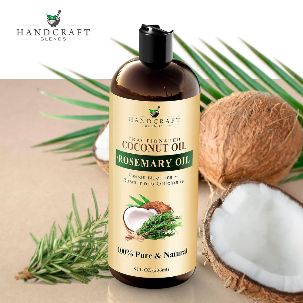 Bottle beside rosemary sprig illustrating Handcraft Blends natural aroma benefit
