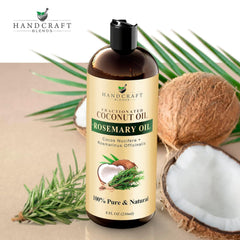 Bottle beside rosemary sprig illustrating Handcraft Blends natural aroma benefit