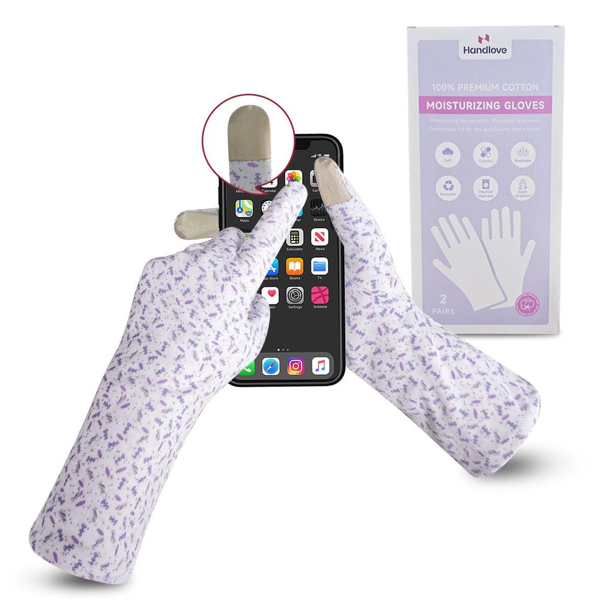 HandLove front packaging showing two pairs and reusable benefit