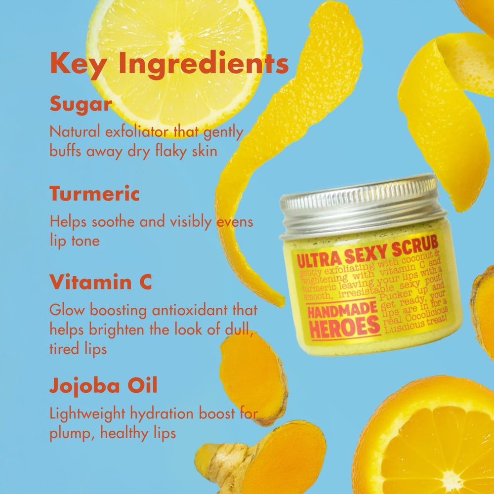 Handmade Heroes scrub on fingers demonstrating easy scoop and apply