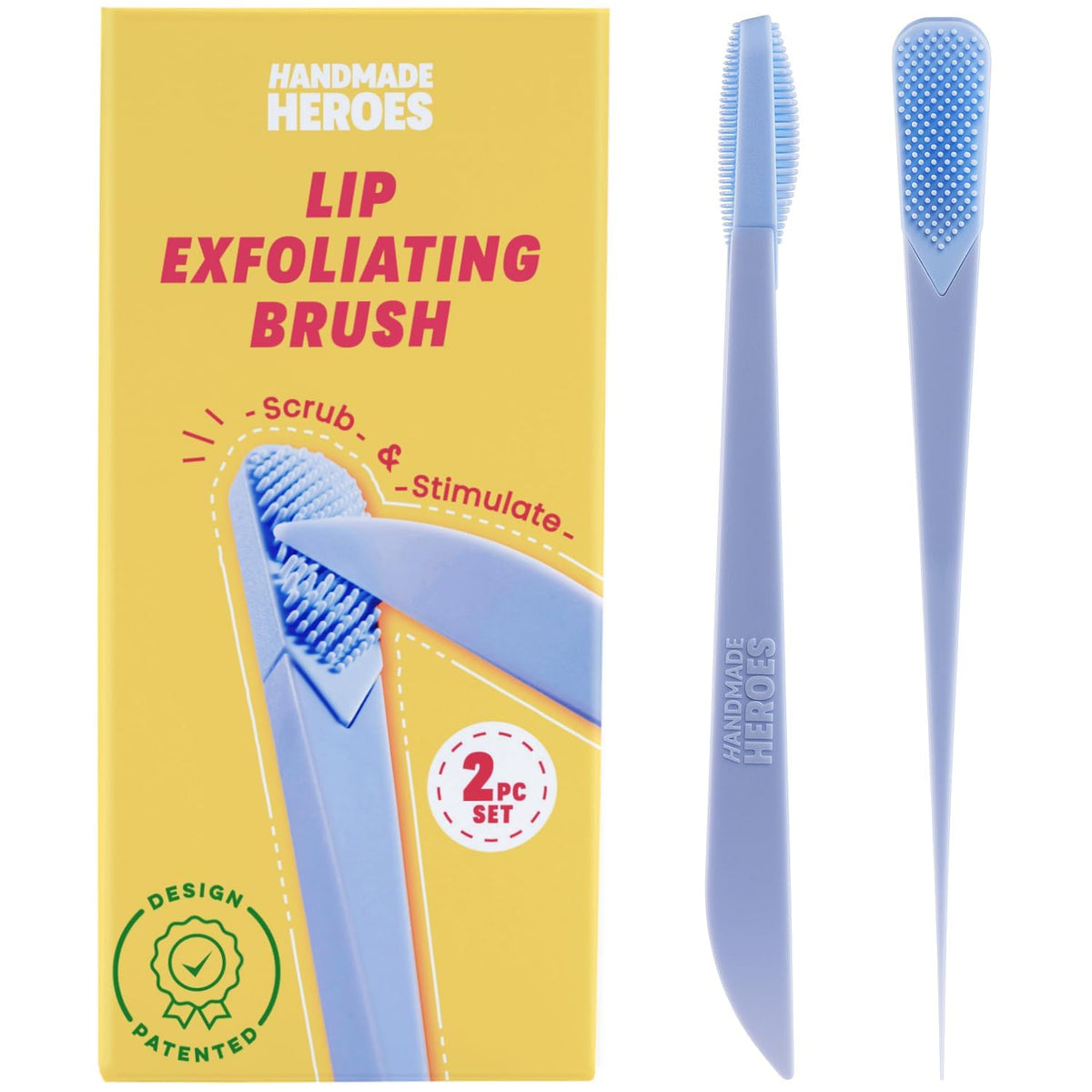Handmade Heroes lip brush front view showing compact reusable design and easy grip