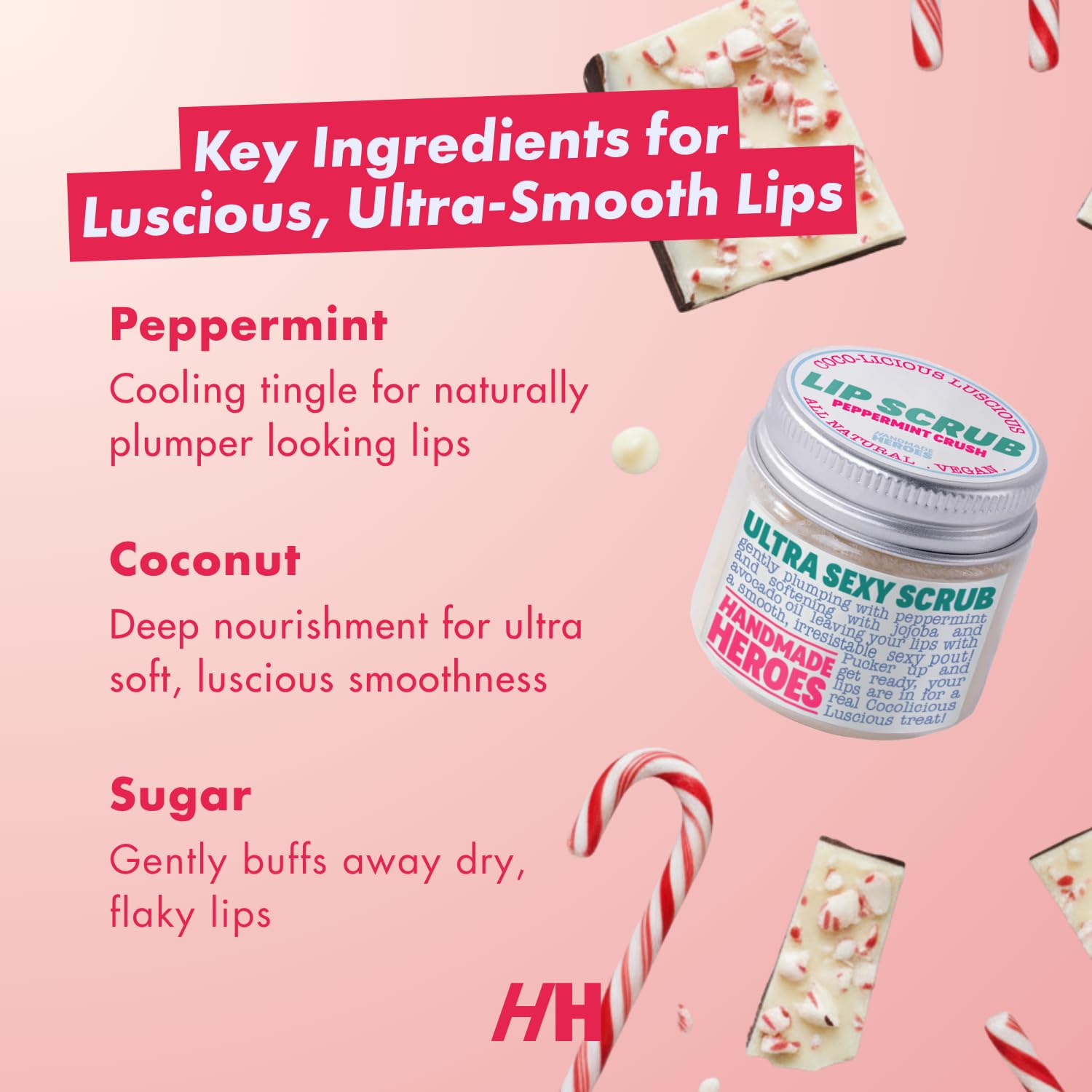 Handmade Heroes jar open in hand demonstrating scoop and easy application