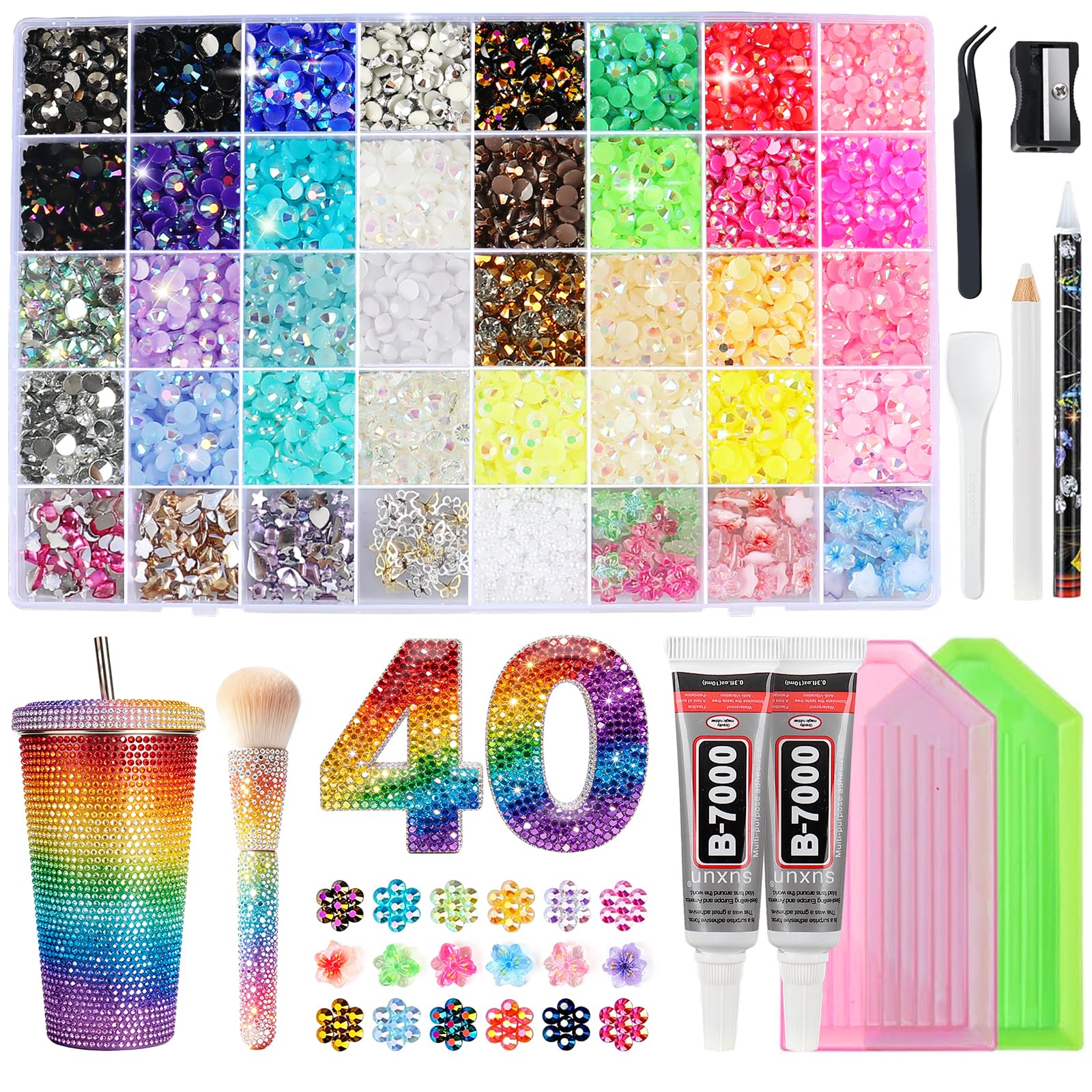 HANEVEAR front packaging showing full rhinestone kit and tools for fast project starts