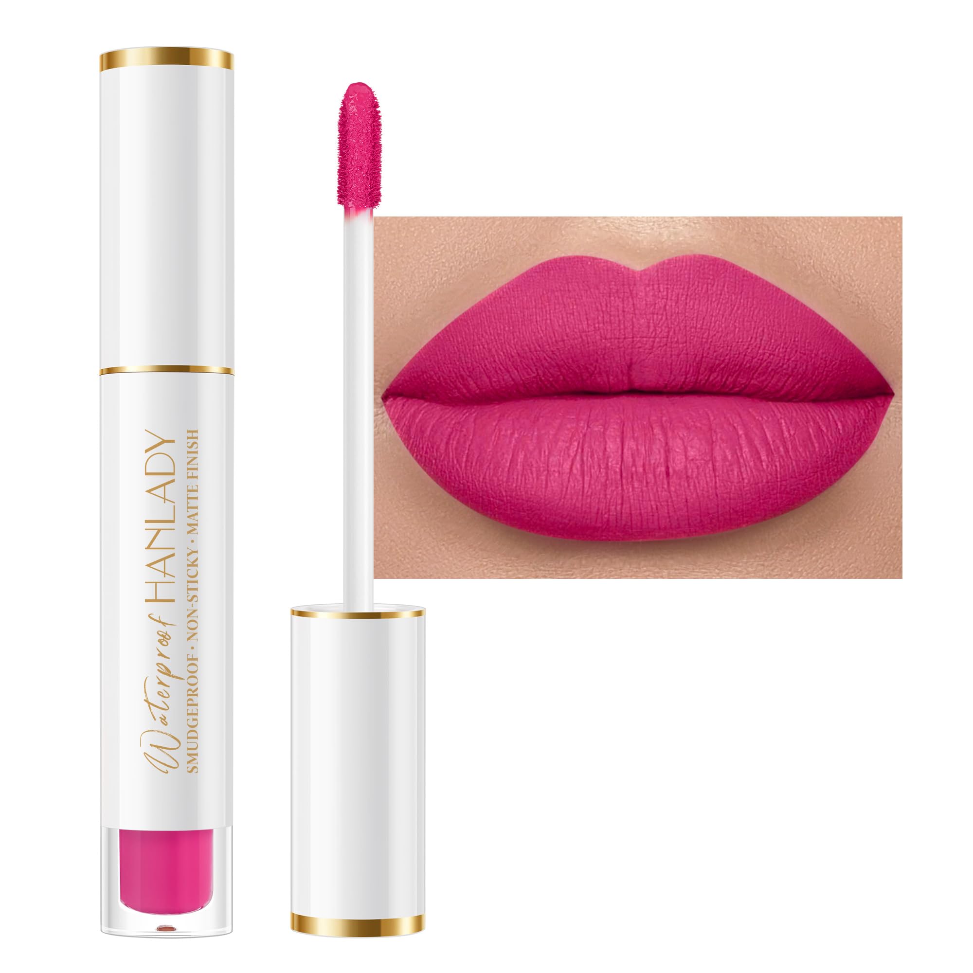 HANLADY A44 Hate Wave lipstick front view showing bright pink shade benefit: bold color