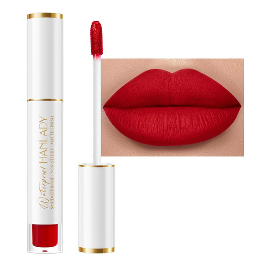 HANLADY front tube showing sleek packaging and bold red shade benefit long-wear