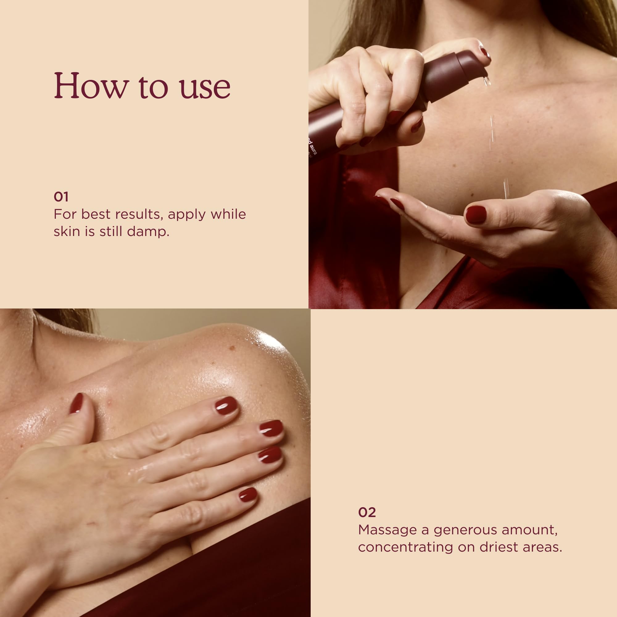 HANNI oil being massaged onto leg demonstrating even hydration benefit
