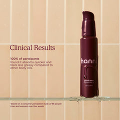 HANNI bottle beside common items showing 100 mL scale benefit
