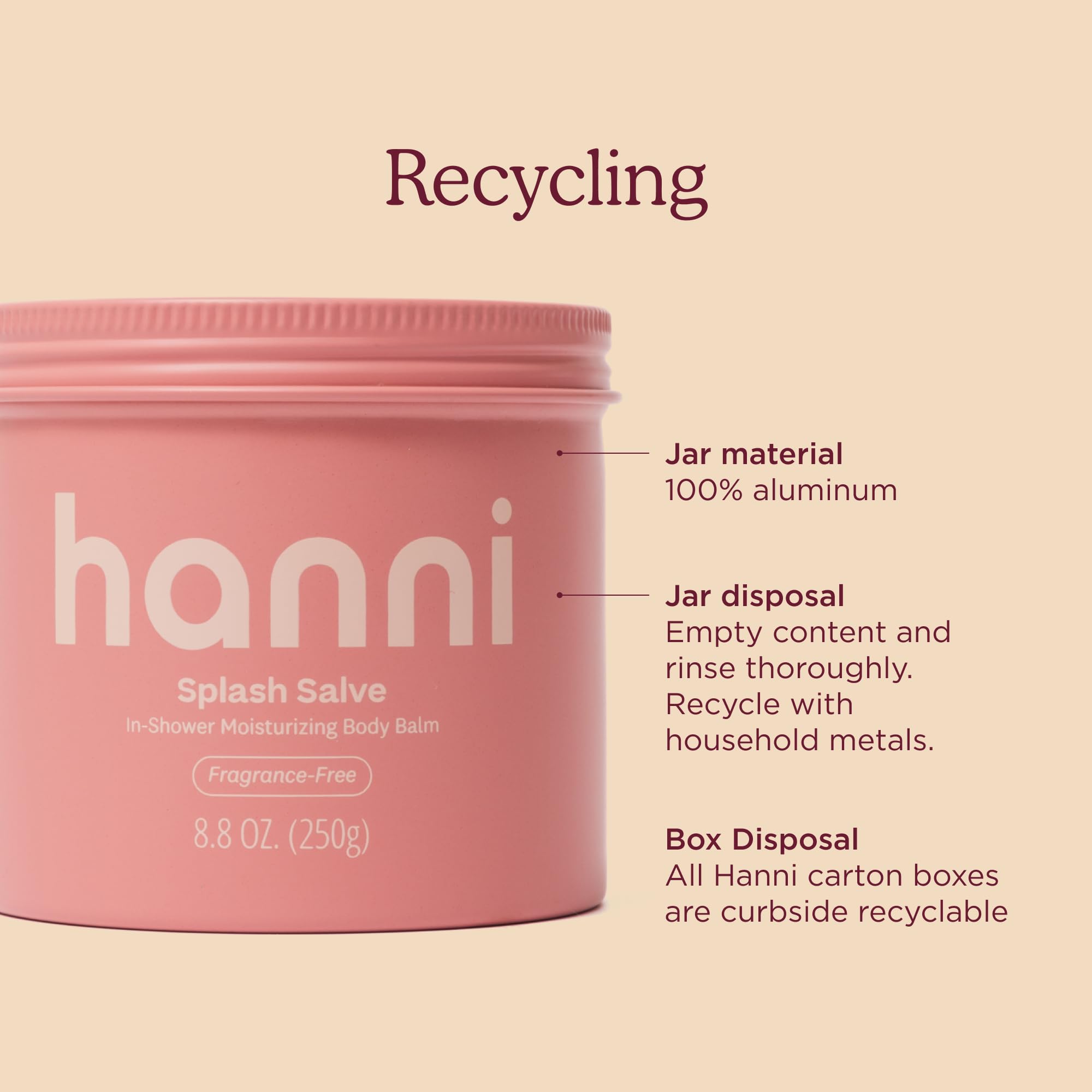 HANNI jar on bathroom shelf lifestyle shot showing streamlined routine benefit