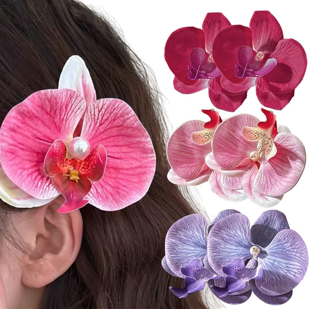 HANSAMU front view of six colorful flower hair clips showing set benefit