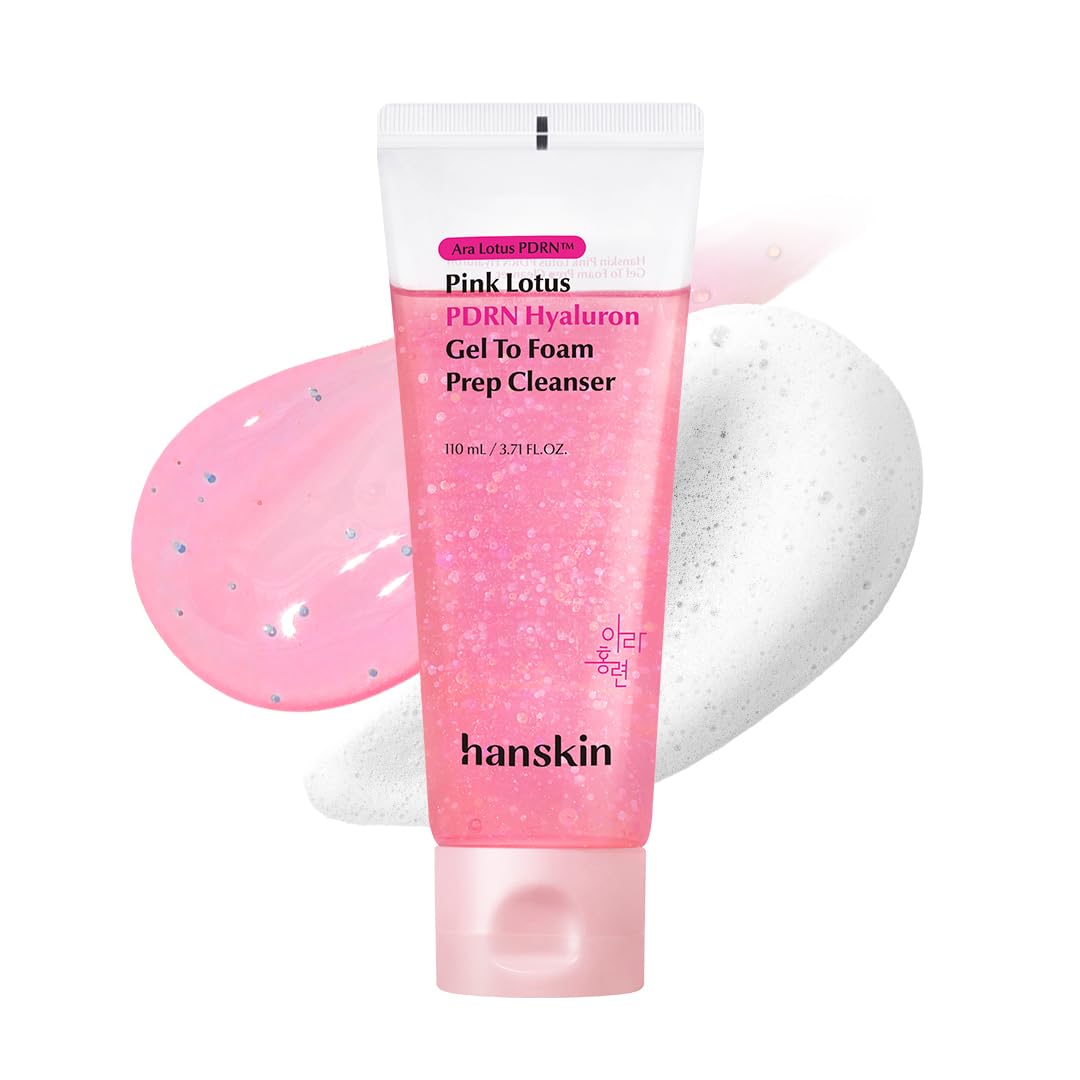 Hanskin front packaging showing PDRN cleanser for clear, hydrated skin