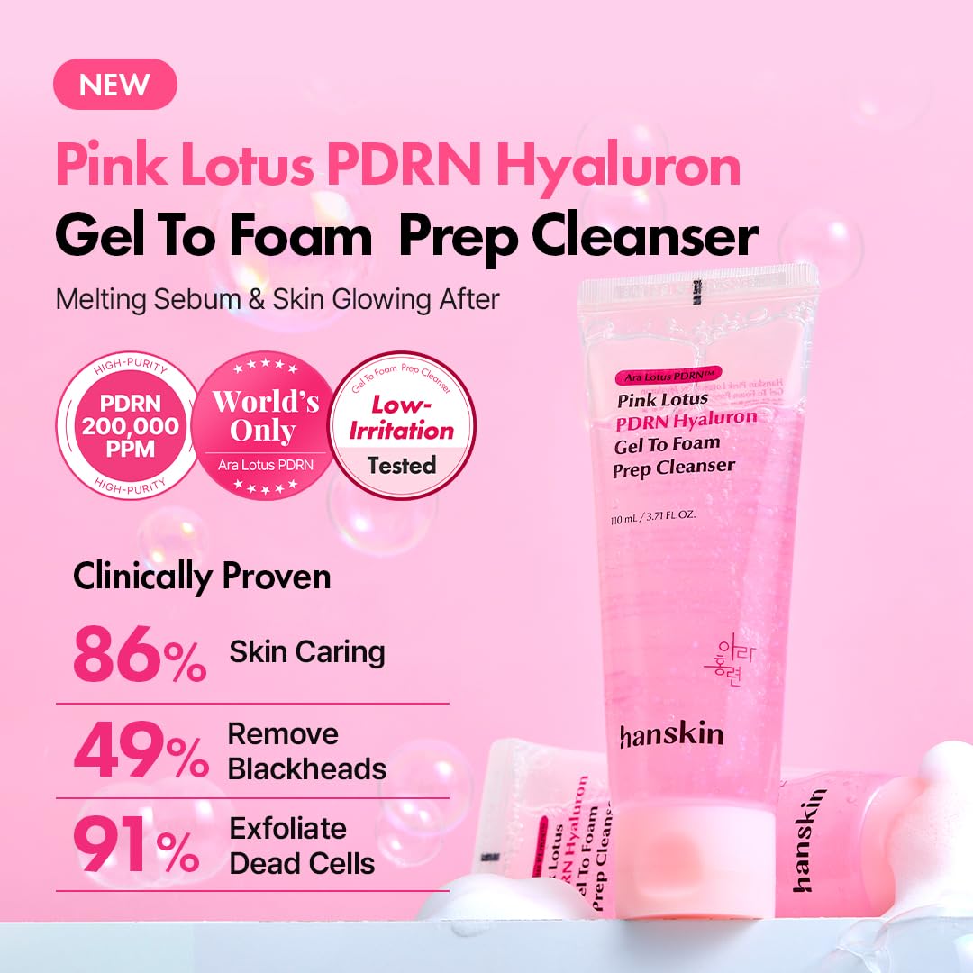 Hanskin product label highlighting Pink Lotus and plant-derived PDRN benefits