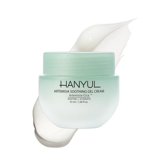 Hanyul jar front view showing calming gel moisturizer benefit