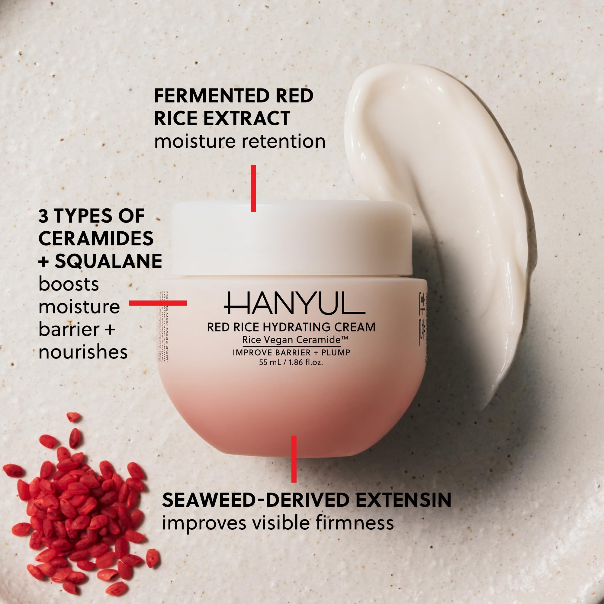 Hanyul cream texture swirl illustrating rich, fast-absorbing hydration