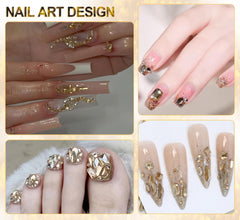 haozher finished manicure with gold accents demonstrating glam effect and styling options