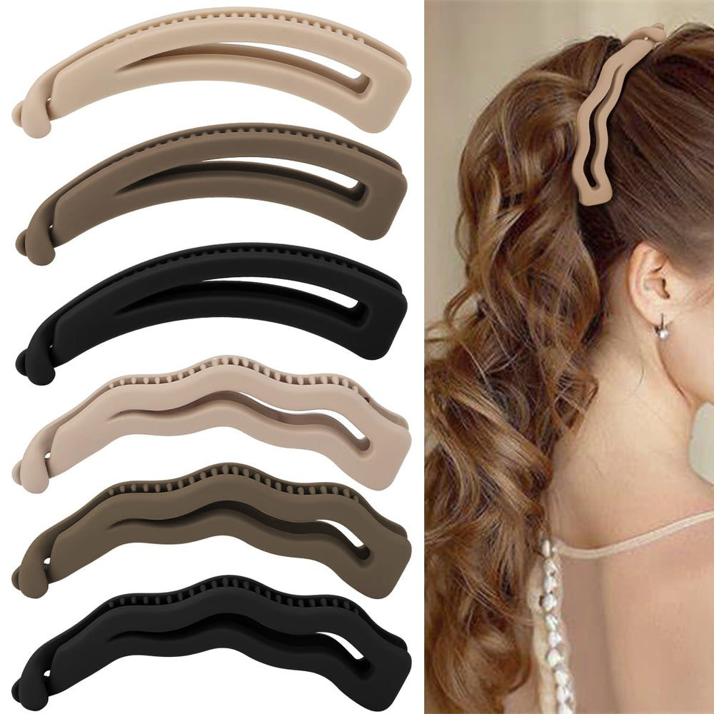 Hapdoo front packaging displaying six matte banana clips and set benefits