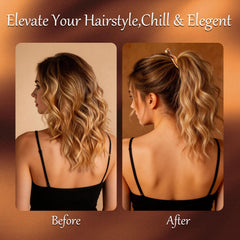 Hapdoo securing a messy bun to show volumizing effect and secure styling