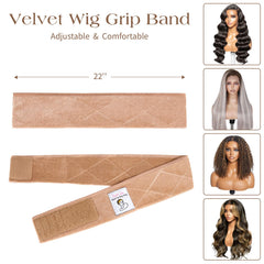 HappClan grip band next to a ruler showing 22-inch length and ultra-thin profile