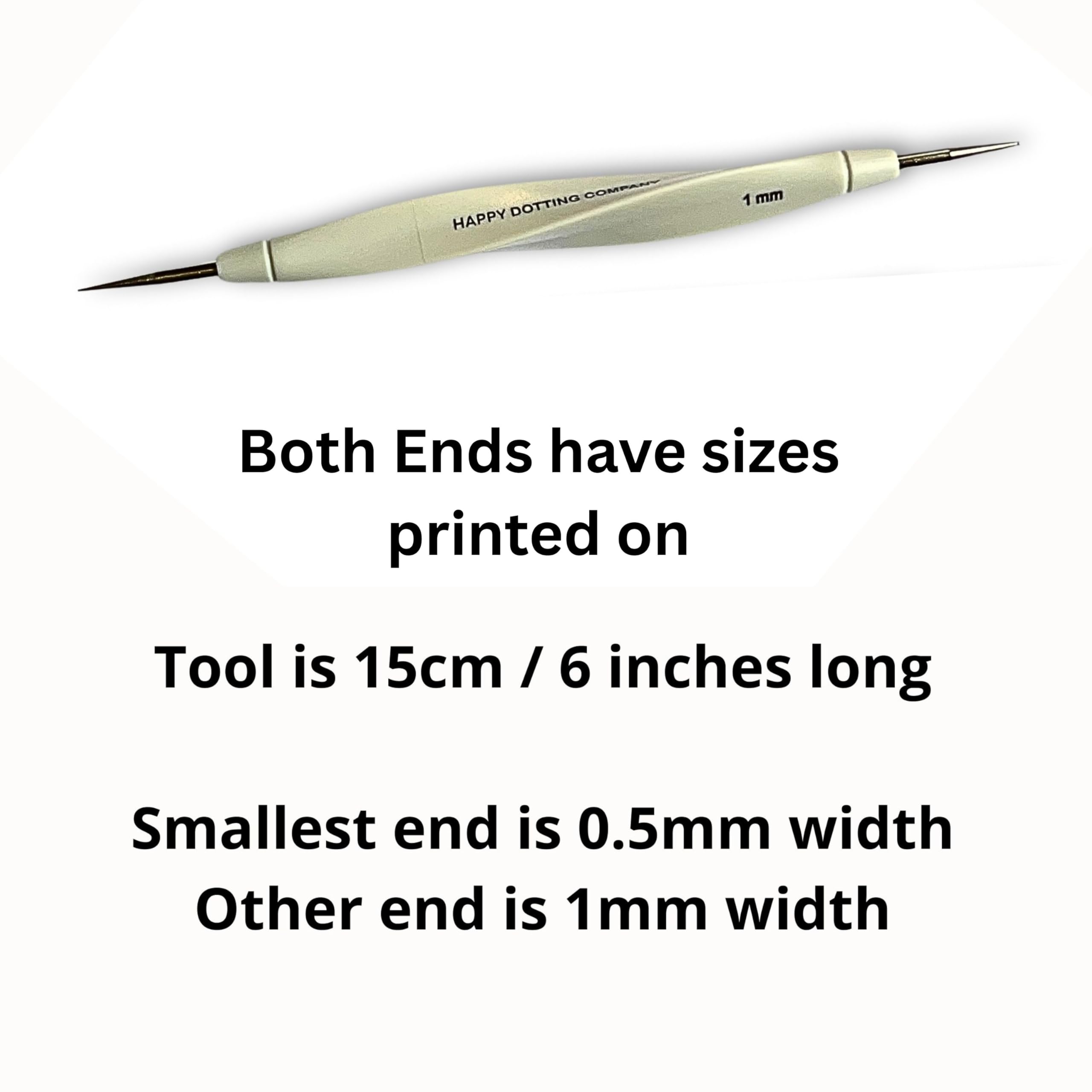 Happy Dotting Company 0.5mm tip close up delivering ultra fine dots and crisp detail