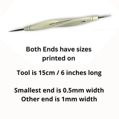 Happy Dotting Company 0.5mm tip close up delivering ultra fine dots and crisp detail