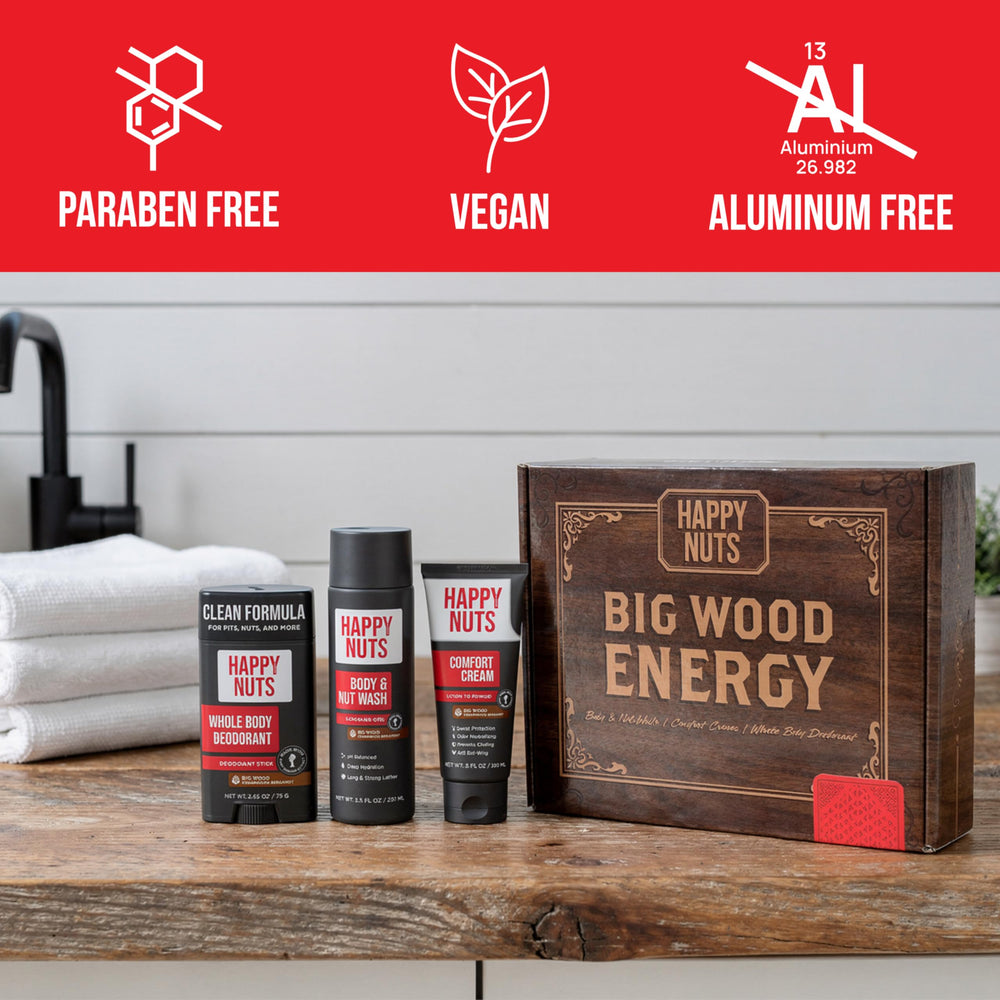 HAPPY NUTS products beside ruler showing compact sizes for travel