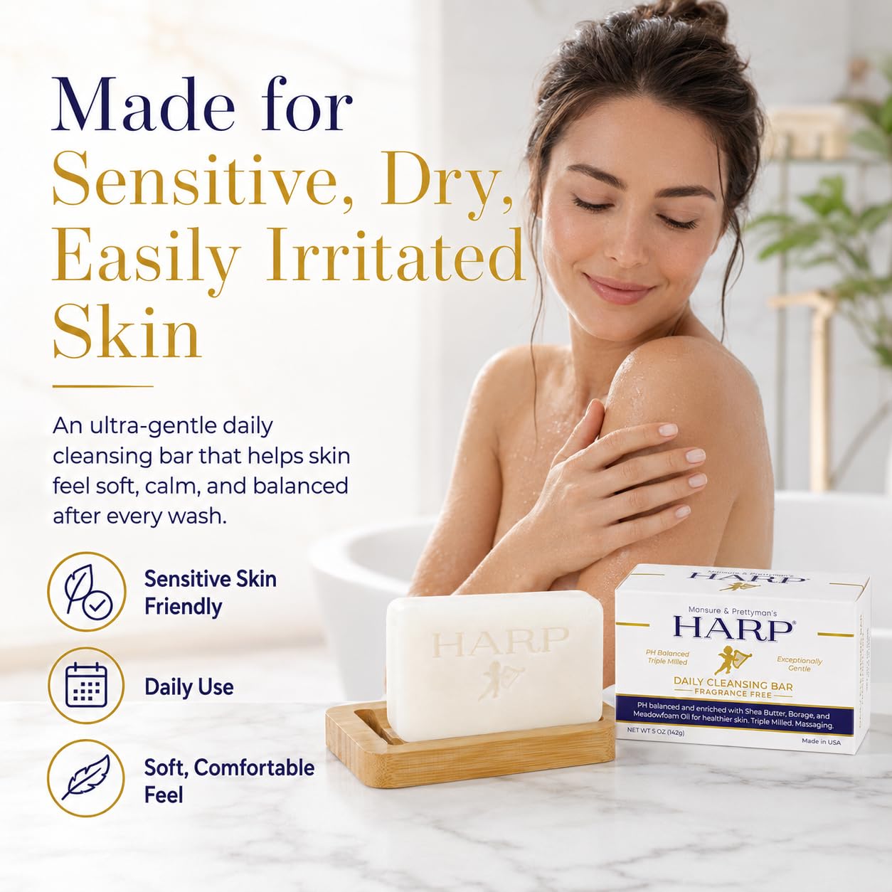 Mansure & Prettyman's HARP with shea butter and borage oil indicating conditioning