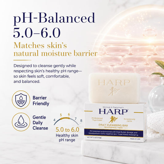 Mansure & Prettyman's HARP close-up of bar texture highlights gentle cleansing