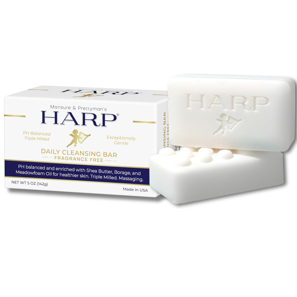 Mansure & Prettyman's HARP front packaging shows clean, fragrance-free benefit