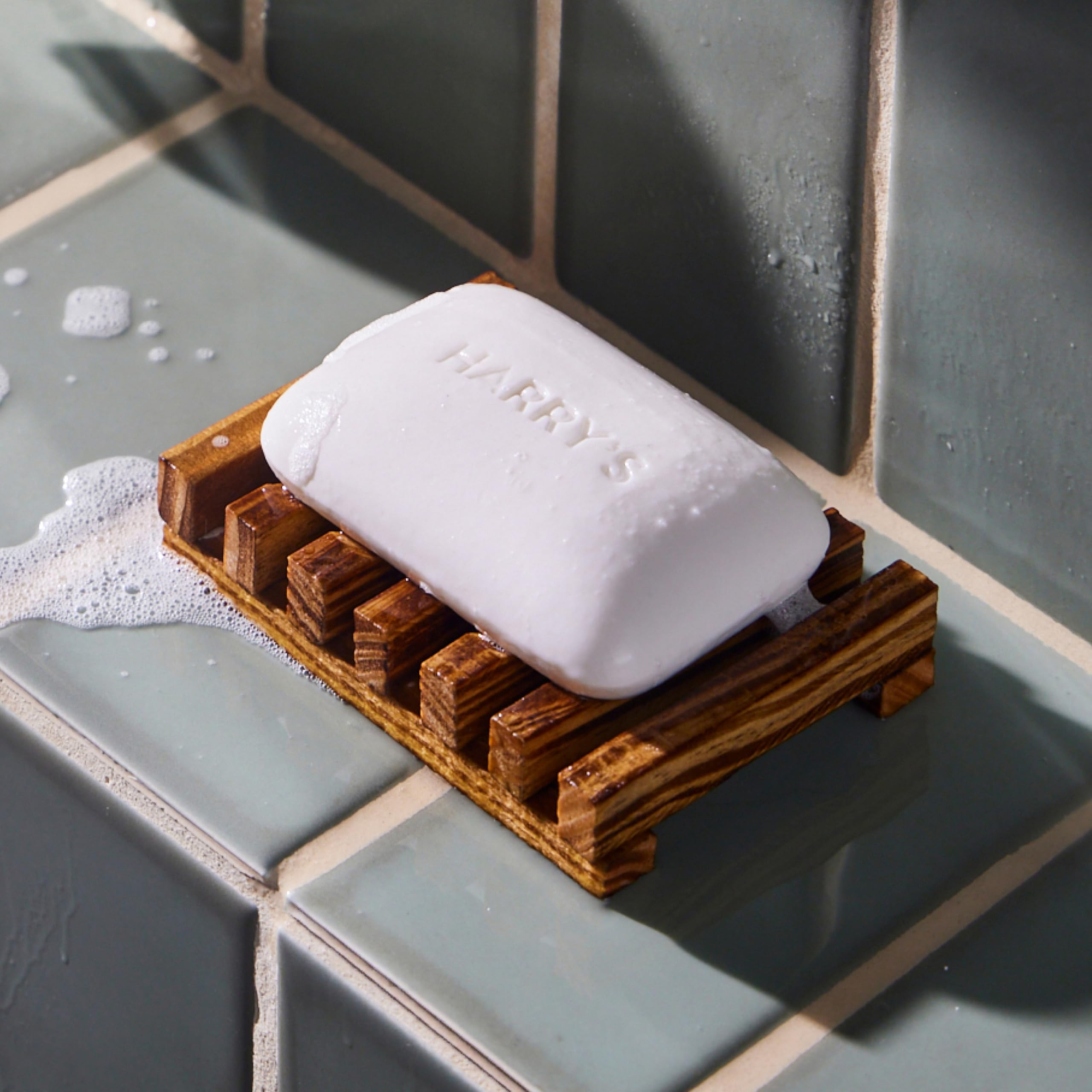 Close-up of Harry's bar texture showing smooth surface and quality