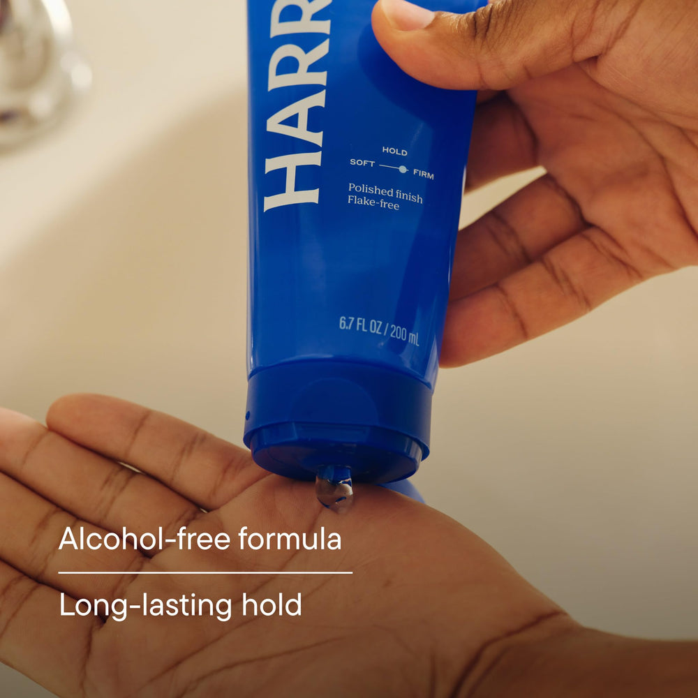 Harry's label close-up showing product name and alcohol-free benefit