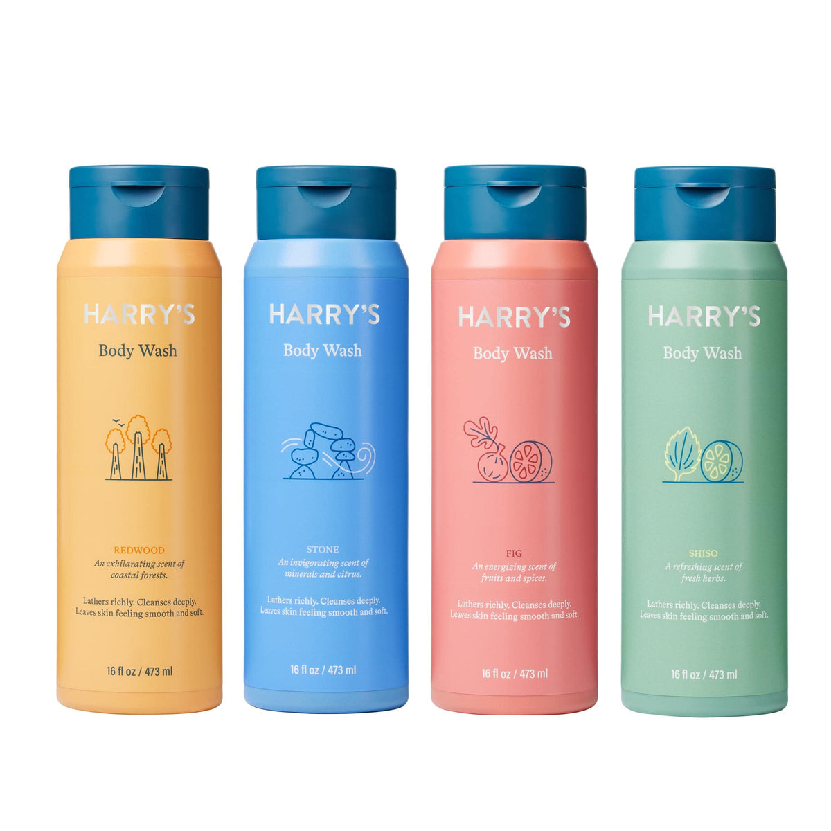 Harry's front view of four-bottle variety pack shows full selection and convenience