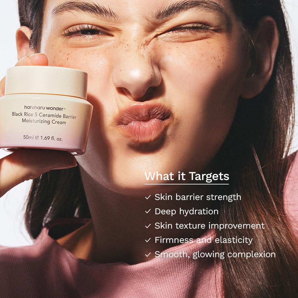 HARUHARU cream applied on skin showing dewy finish and comfort benefit