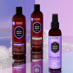 HASK bottle styled on bathroom shelf showing lifestyle storage and daily-use convenience