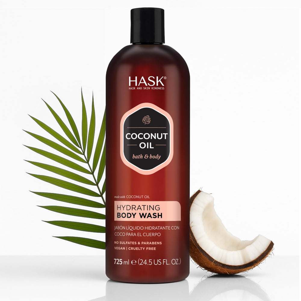 HASK front packaging showing bottle and brand, highlights hydrating formula