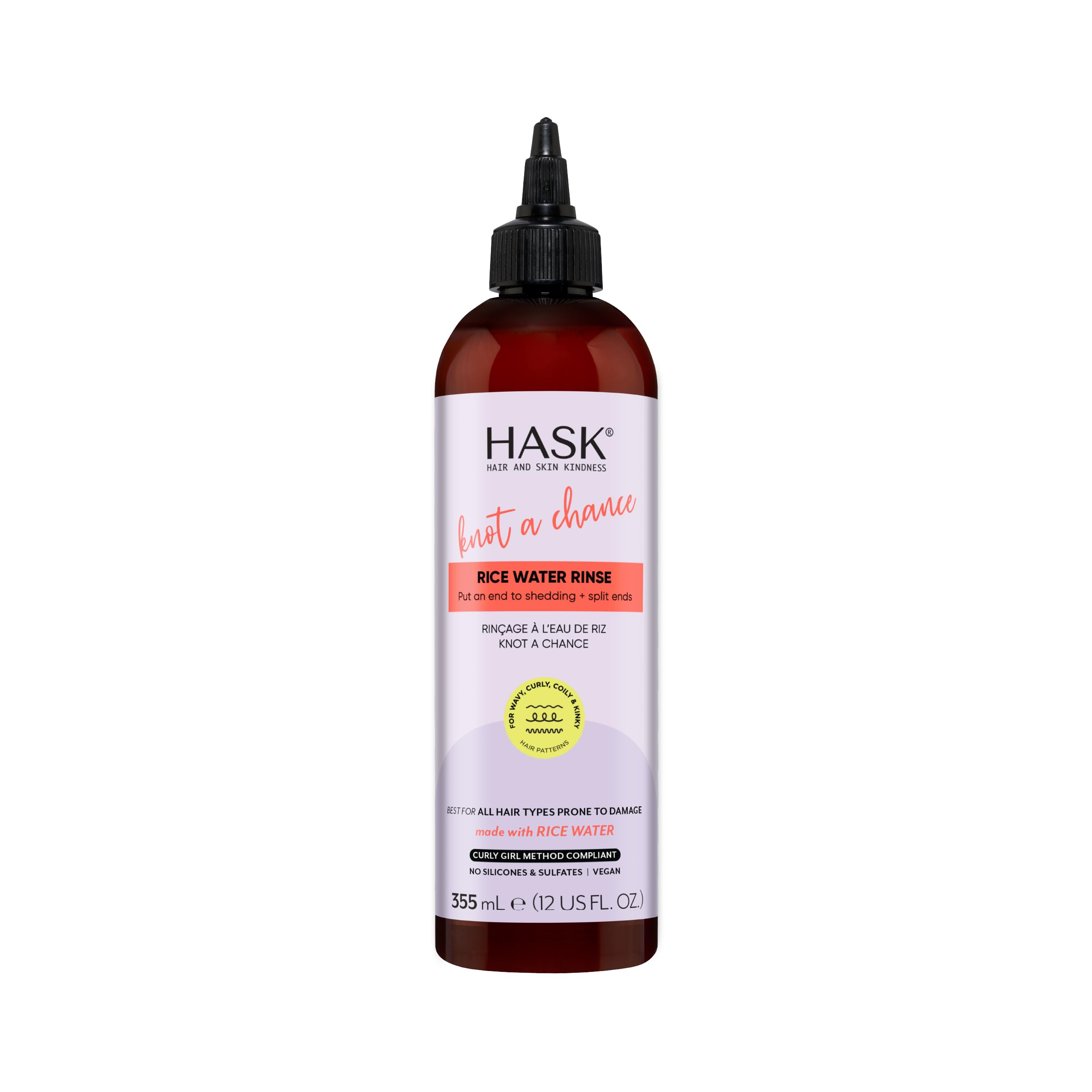 HASK front bottle showing Knot A Chance label and easy-pour top, promotes clear product ID