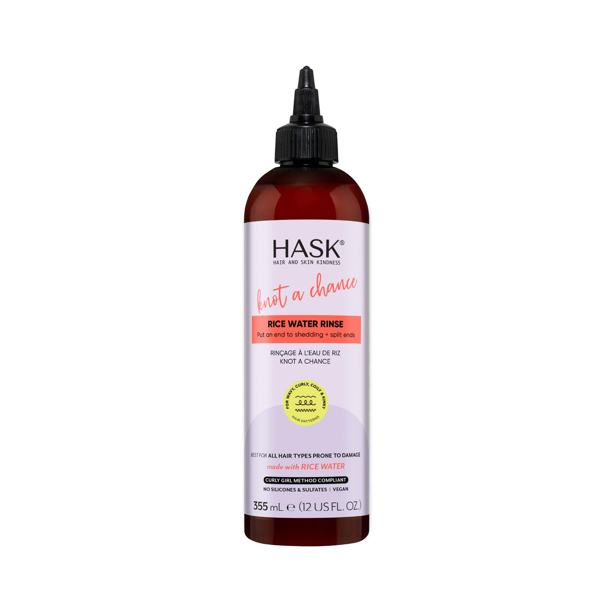 HASK front bottle showing Knot A Chance label and easy-pour top, promotes clear product ID