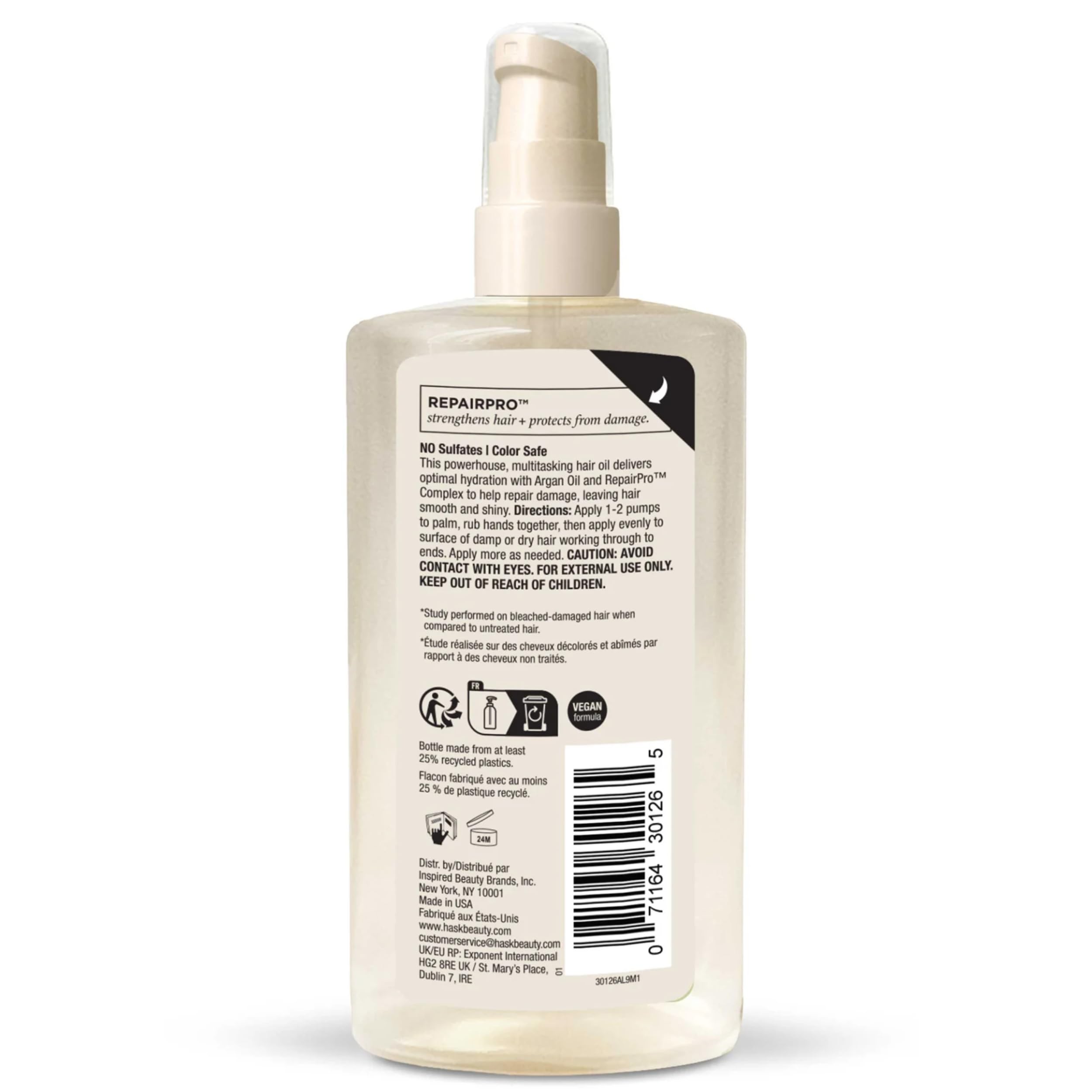 HASK smoothing dry hair and reducing frizz for glossy finished look benefit