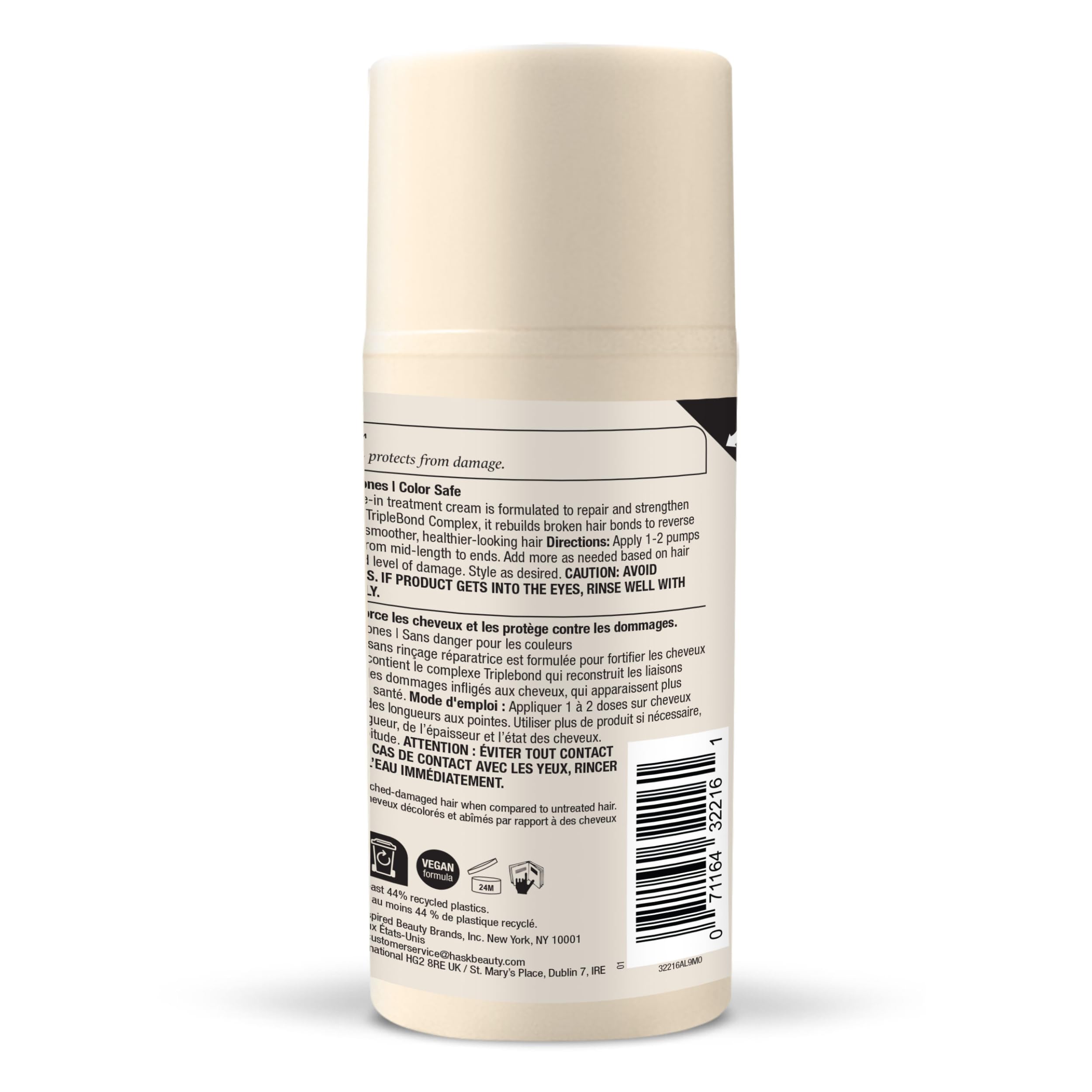 HASK label close-up listing TripleBond Complex and clean ingredients
