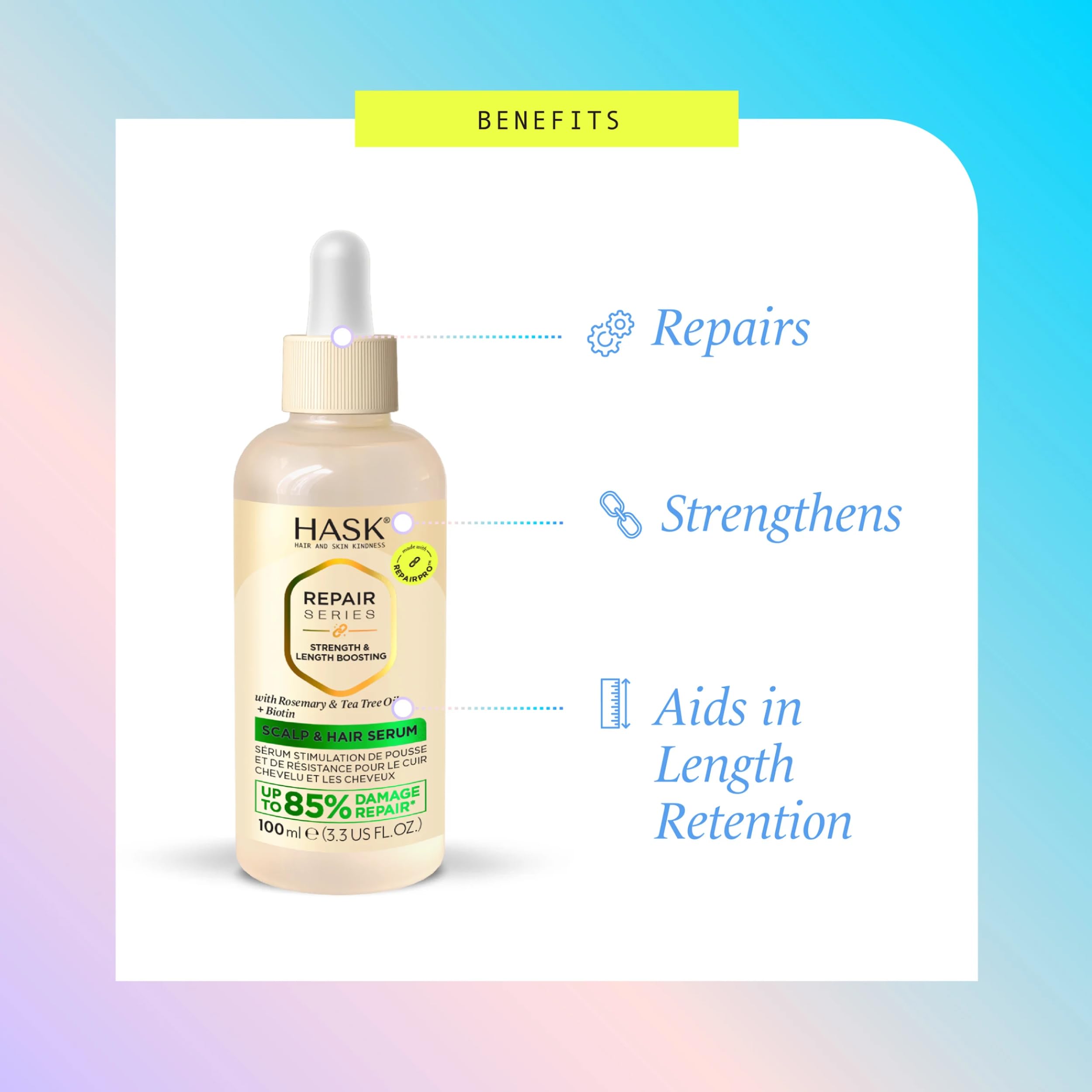 Applying HASK serum to scalp showing ease of use and scalp care benefit