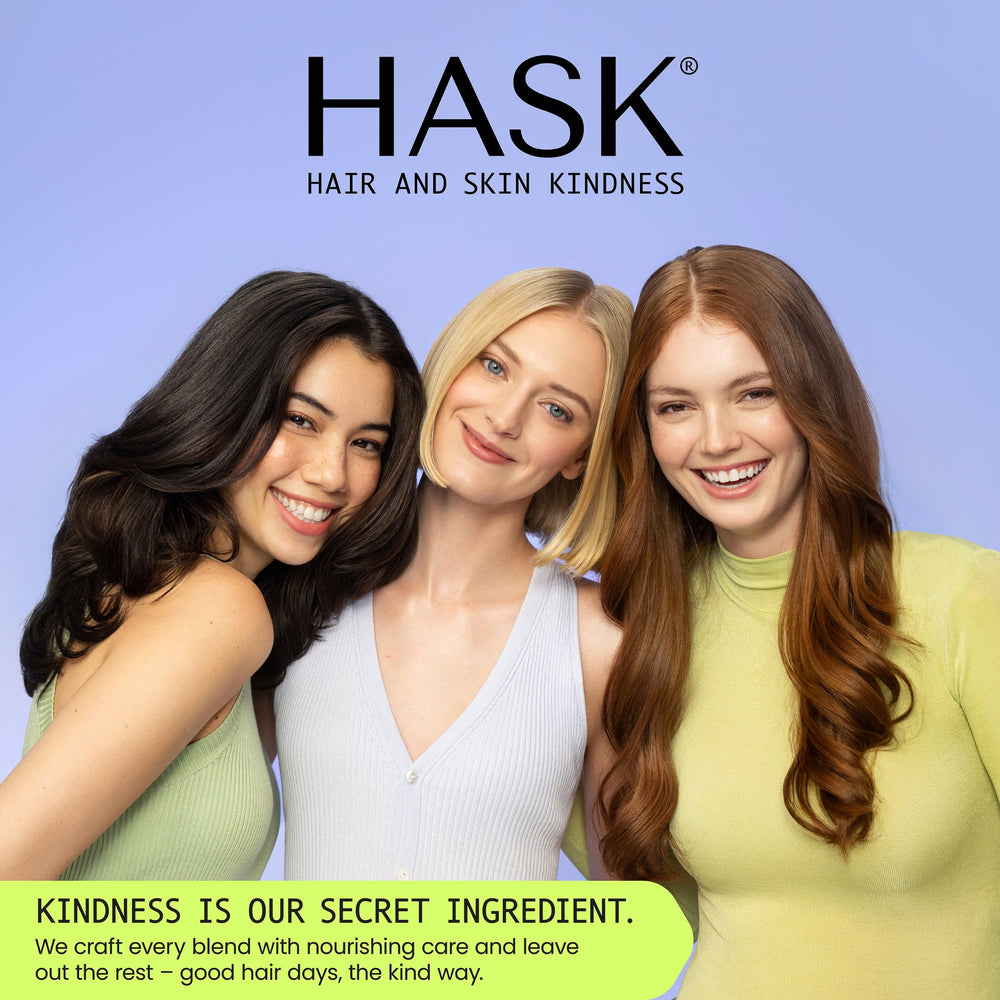 HASK being applied during blow-drying showing styling ease and heat defense