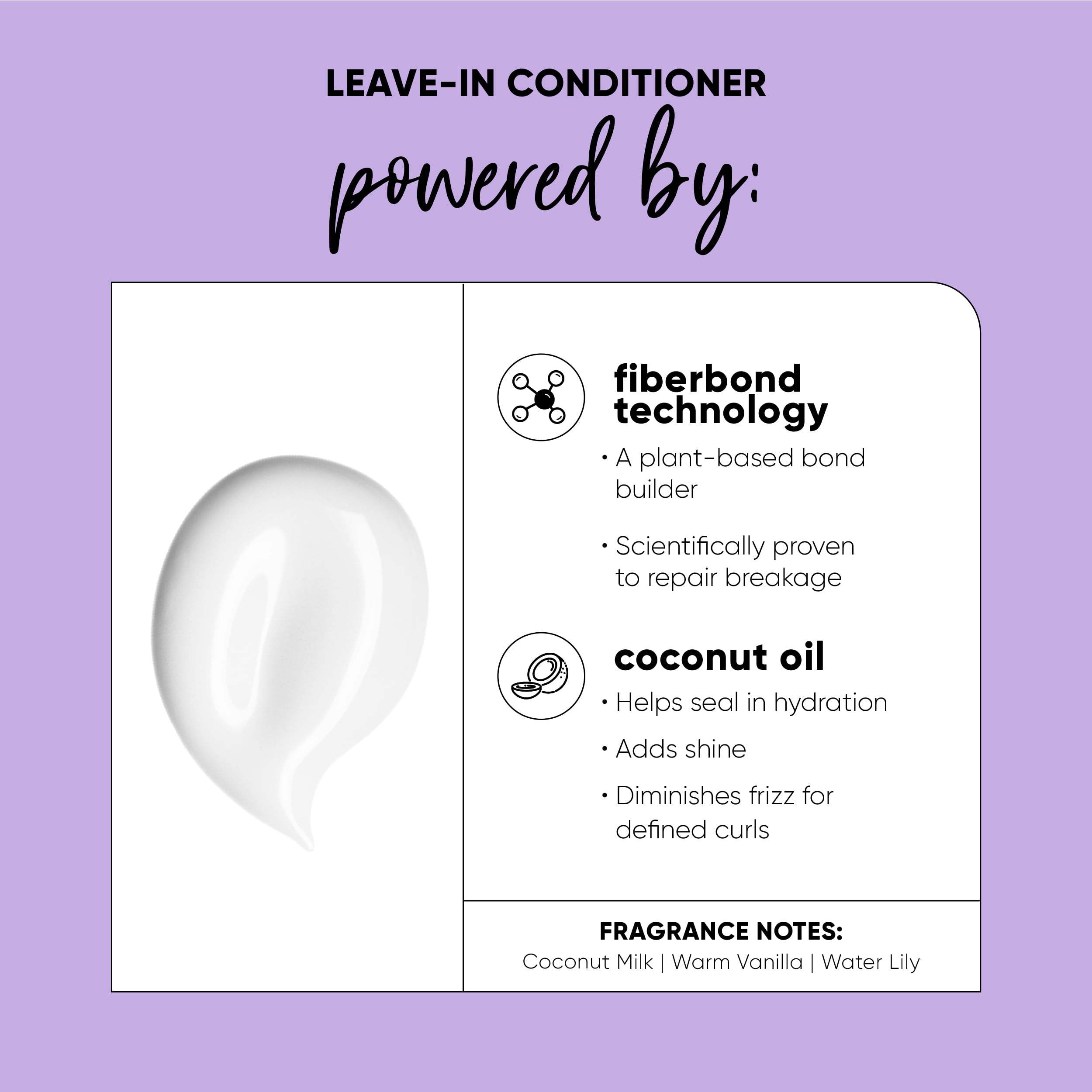 HASK creamy leave-in texture on palm demonstrating lightweight hydration