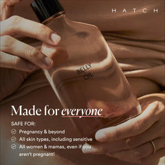 HATCH Belly Oil staged in bathroom for daily routine and easy absorption