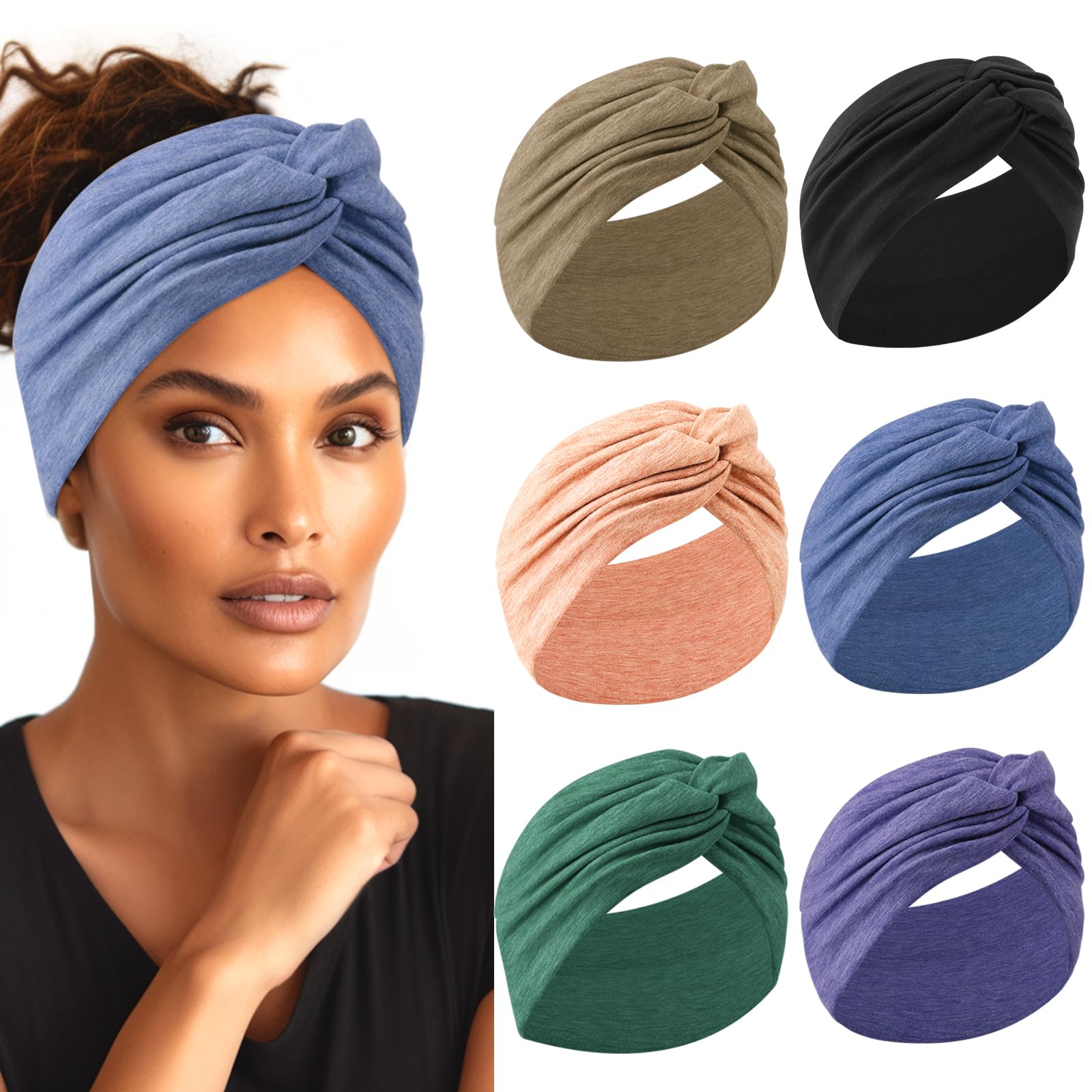 HAUHC front packaging showing six headbands and gift-ready box, easy-stylish storage